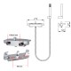 Solid Brass Bathroom Square Chrome Mixer Diverter with Waterfall Spout Water Hose Set